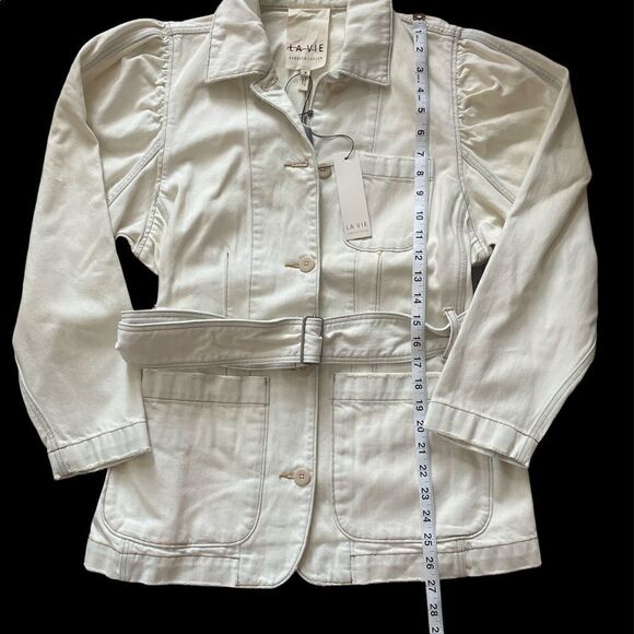 REBECCA TAYLOR LA VIE DENIM BELTED JACKET SIZE M - Picture 5 of 10